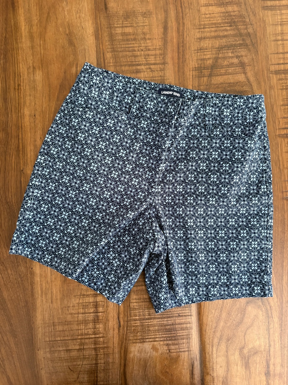 Lands' End Navy and White Floral Print Women’s Shorts